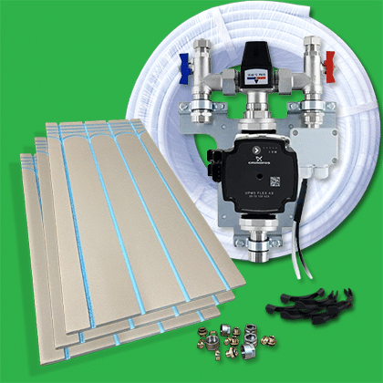 Water Underfloor Heating Kit 15m² - TILE ON Cement XPS Overlay System P1075CX