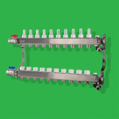 Reliance Underfloor Heating Manifold - 10 Port Stainless UFH Manifold with Air Vents, Drain Valves MANA453010