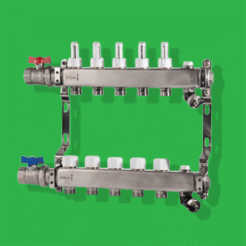 Reliance Underfloor Heating Manifold – 5 Port Stainless UFH Manifold with Air Vents, Drain Valves MANA453005