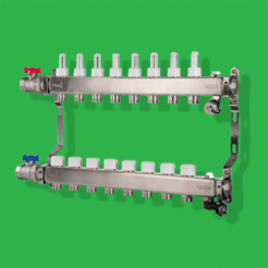 Reliance Underfloor Heating Manifold - 8 Port Stainless UFH Manifold with Air Vents, Drain Valves MANA453008